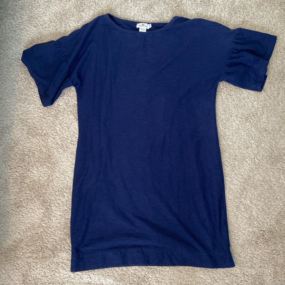 Vineyard vines navy blue ruffle sleeve dress size M